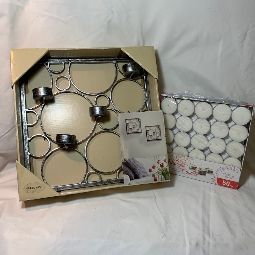 NWT Candle Wall Sconce and pack of 50 pc tealights